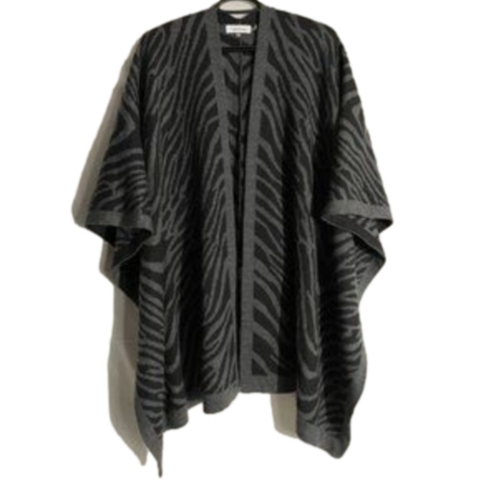 NWOT - Calvin Klein Gray and Black Striped Cape